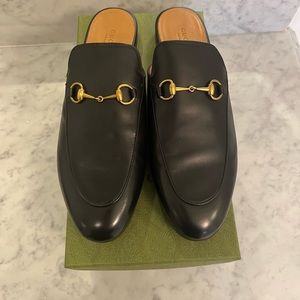 NEW GUCCI Black Leather Slipper / Mule Size 42